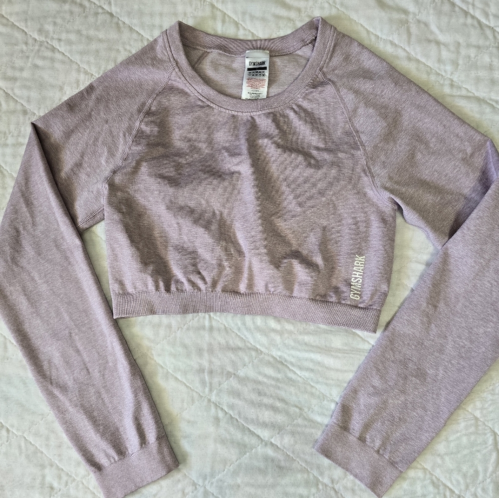 Gymshark Lavender Cropped Long Sleeve Top – Women’s Size L